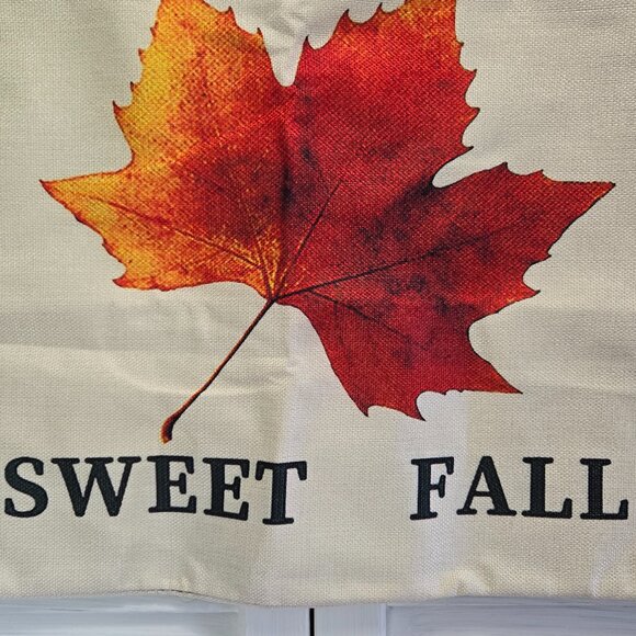 NEW FALL HARVEST FLORAL "FALL SWEET FALL" LEAF POLYESTER LINEN PILLOW COVER 18" - Picture 3 of 6